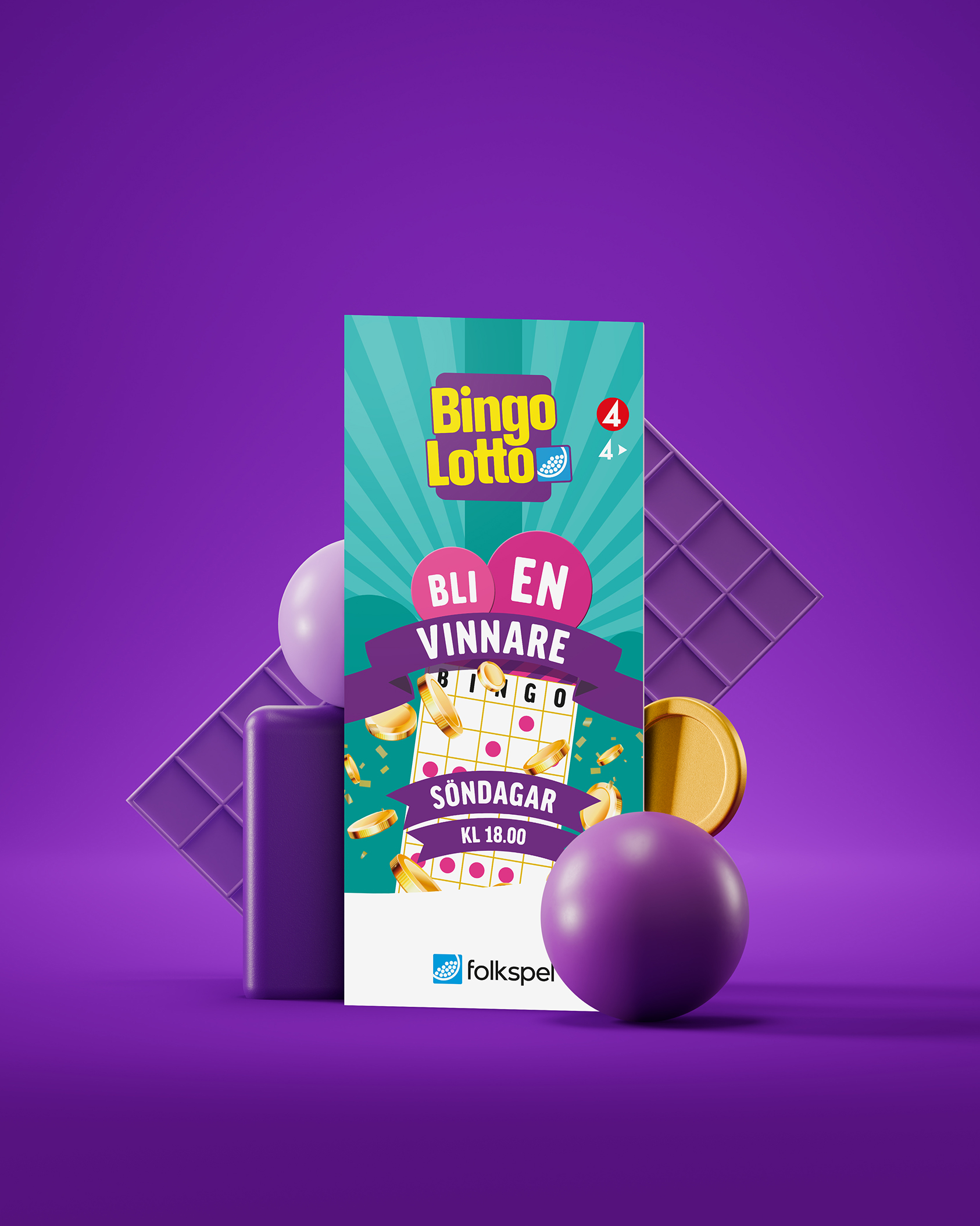 Turkos bingolott mot lila bakgrund