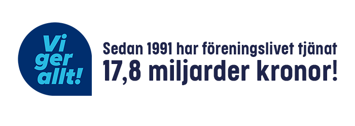 Folkspels intjäning genom föreningslivet sedan 1991 i text