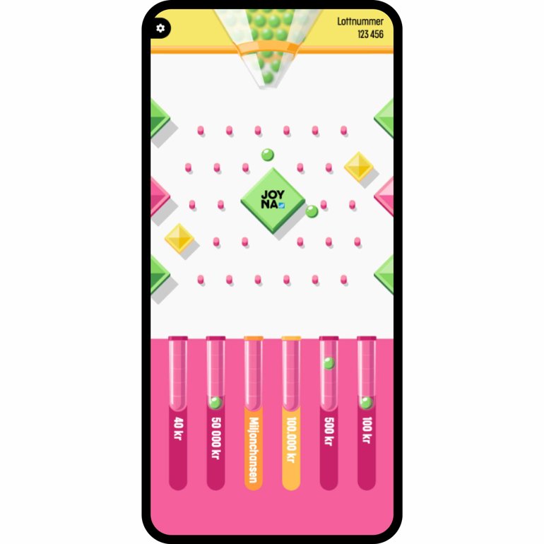 Spelplanen för JOYNA i en mobiltelefon