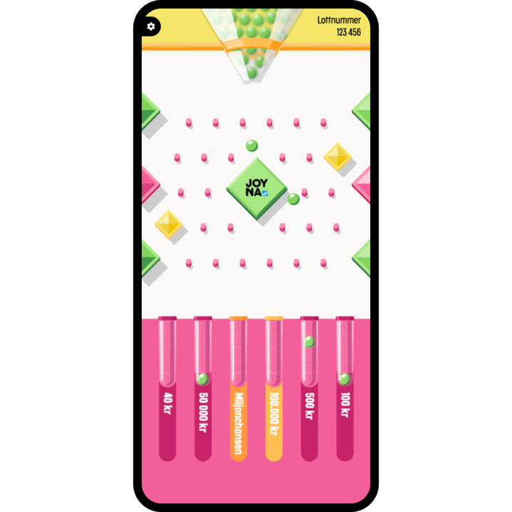 Spelplanen för JOYNA i en mobiltelefon