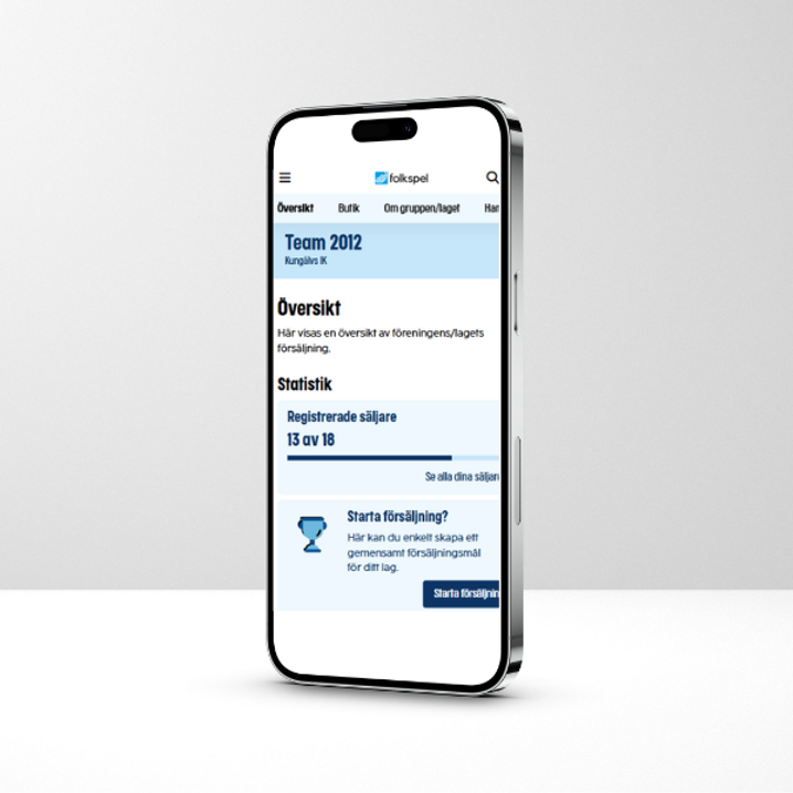Folkspels webbshop i en mobil