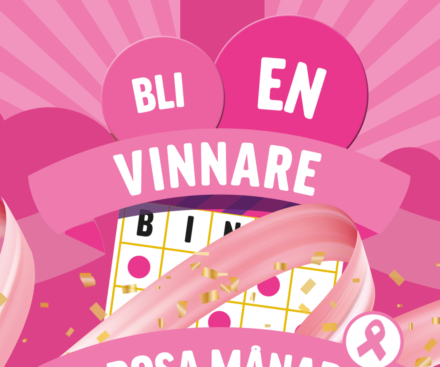 En rosa bingolott med rosa månad tema