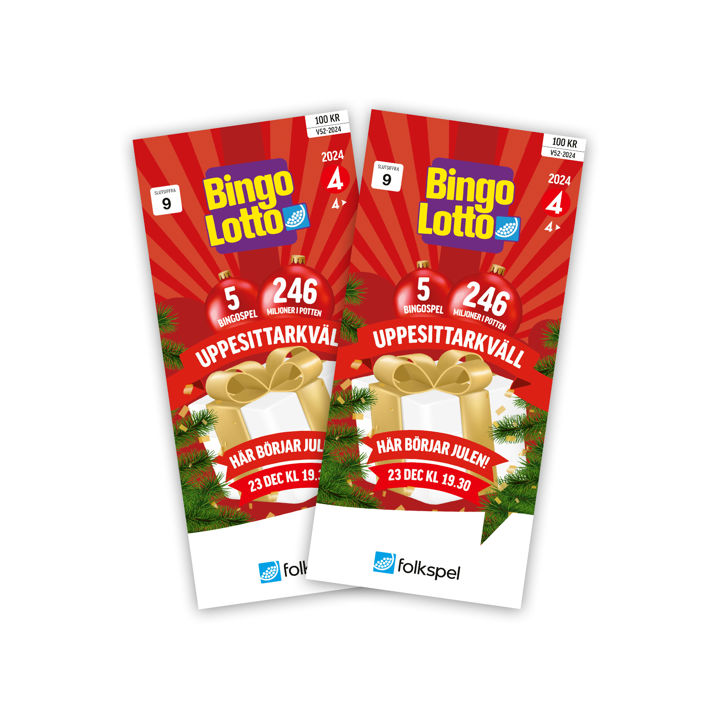 Två stycken röda bingolotter för uppesittarkväll