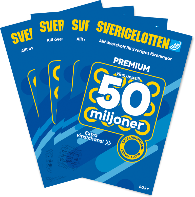 Flera Sverigelotten Premium lotter med chans att vinna upp till 50 miljoner kronor