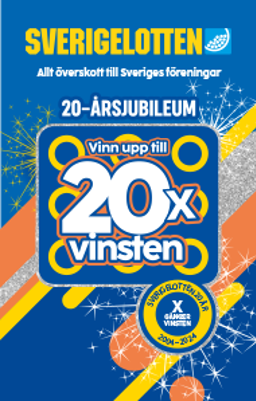 Jubileumslott från Sverigelotten med 20x vinsten.