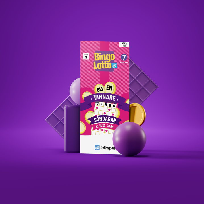 En rosa bingolott mot en lila bakgrund