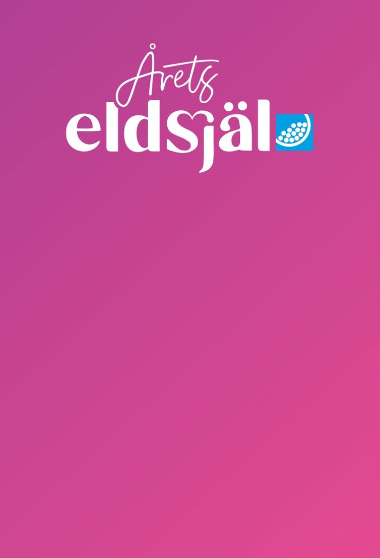 Mobilanpassad logotyp för Årets Eldsjäl med rosa bakgrund – Folkspel.