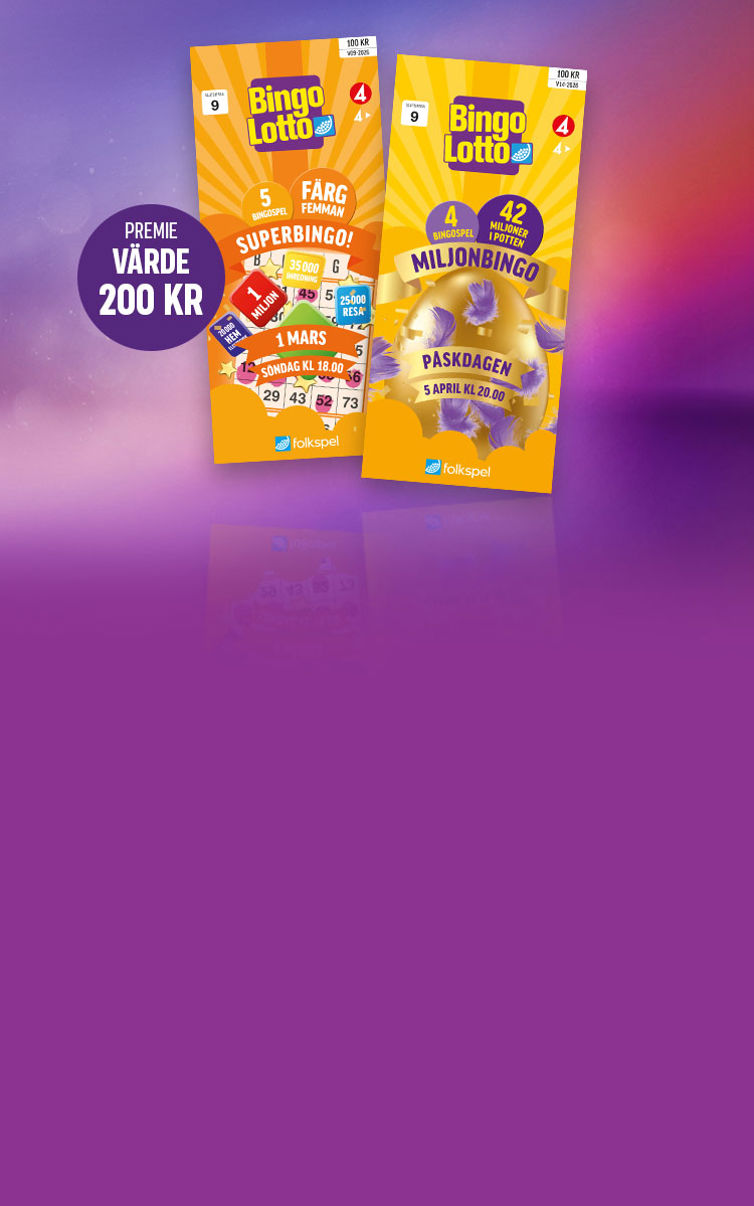 Två stycken gula bingolotter