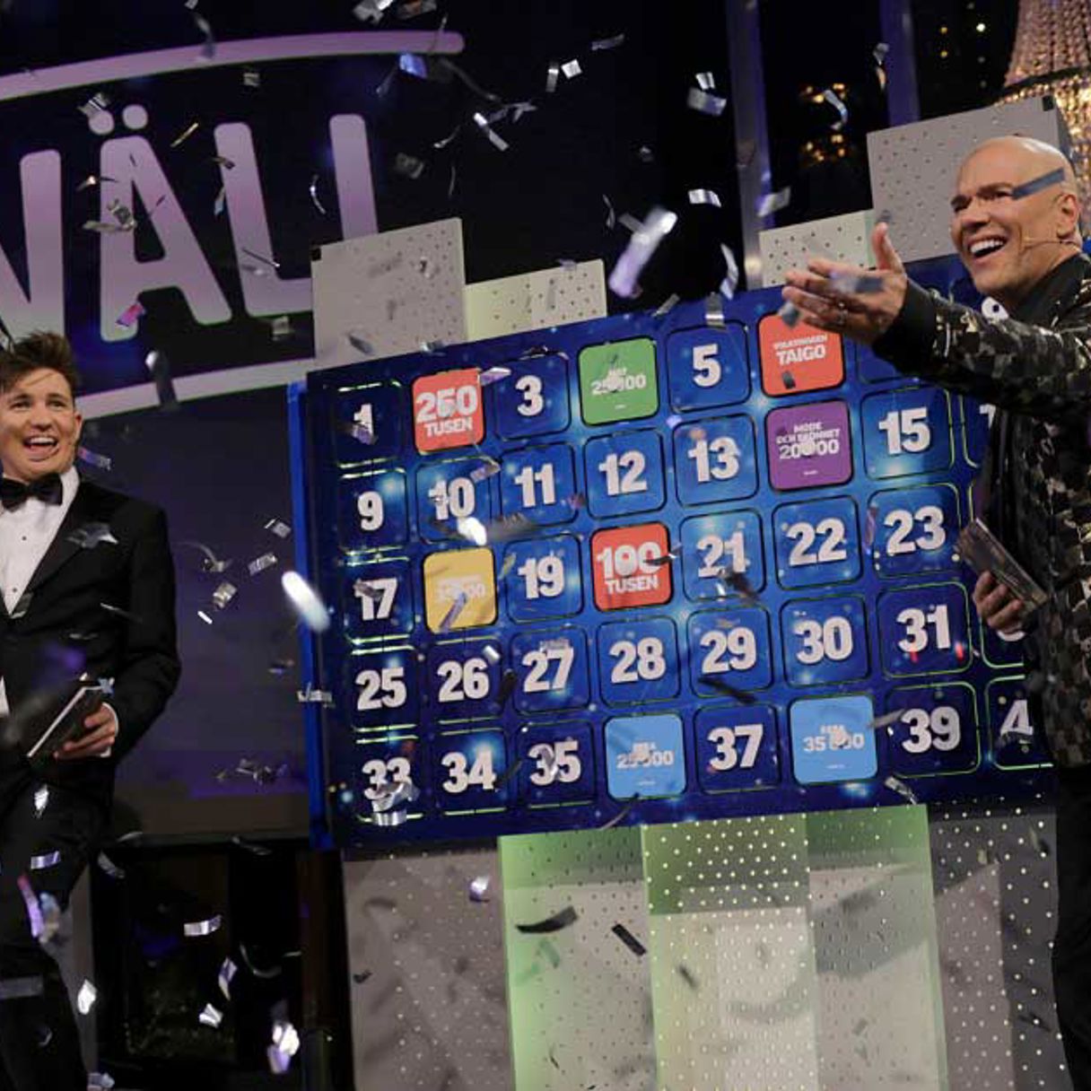 Daniel Norberg och Andreas Lundstedt framför nyårsfärgfemman