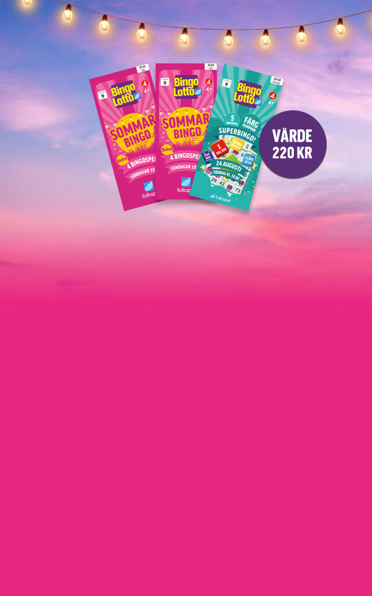 Tre Bingolotter – två SommarBingo och en Höstpremiären 24/8, värde 220 kr.