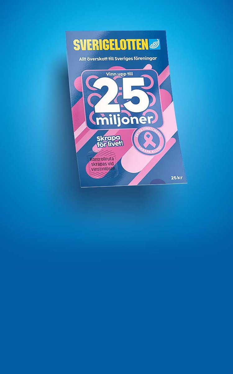 Rosa Sverigelotten ”25 miljoner” – till förmån för Bröstcancerförbundet.